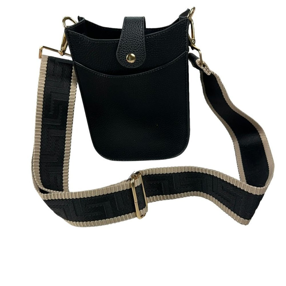 Side Pouch Mini Crossbody Bag Solid Black with Tw… - image 13